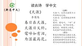 陈健#新意中文学校#New Concept Chinese#读古诗学中文 #古诗100首#24 《天涯》李商隐