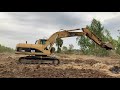 caterpillar 320c บุ้งกี๋ใหญ่1.1คิวตักลอกดินถมไหล่ทาง excavator and dump truck ep.333