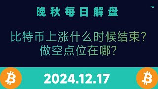 比特币上涨没有结束，持续关注晚秋给空单进场点位