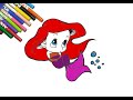 Ariel the little Mermaid 🧜‍♀️💖🌈/princess👑/Coloring🎨/For kids/Cartoon/Easy/How to