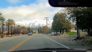 Driving around the beautiful streets of Claremont California with views of snow capped Mt Baldy