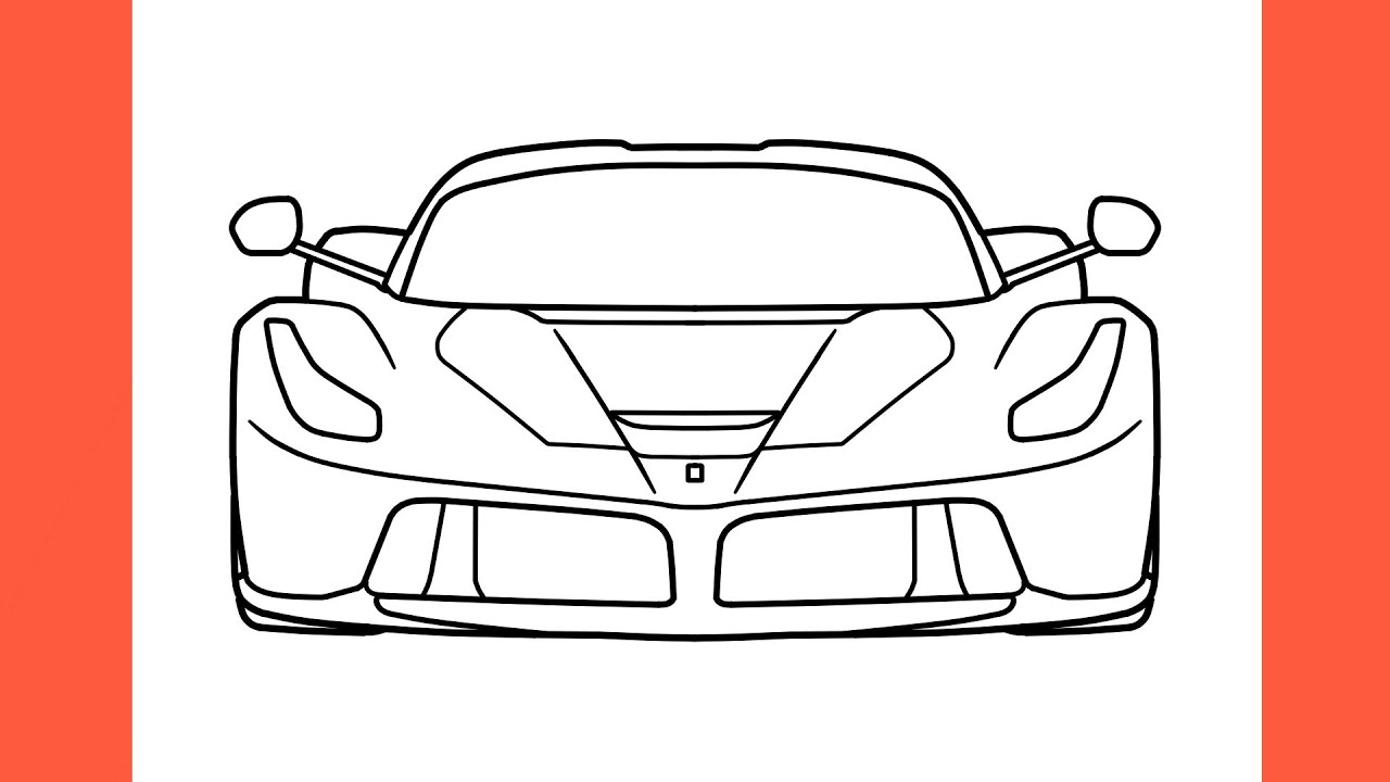 How To Draw A FERRARI LAFERRARI Front View Easy / Drawing Ferrari 2013 ...