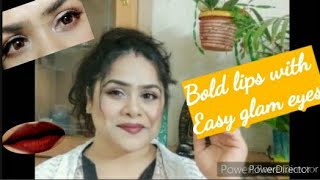 Easy glam eyes| Bold chocolate plum red lips| Easy eye Makeup tutorial| Ombre lips| hooded eyes