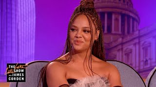 Tessa Thompson Has Made Peace w/ the Kangaroos - #LateLateLondon