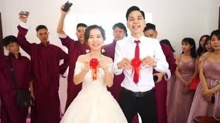 广东一对新人结婚，婚车队好霸气，配的歌曲真好听