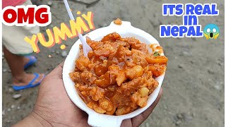 Amazing Street food in nepal || Street vendor making aloo nimki || Dharane food