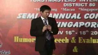 Toastmasters Internatinoal District Humorous Speech 2007 - Matchy Ma