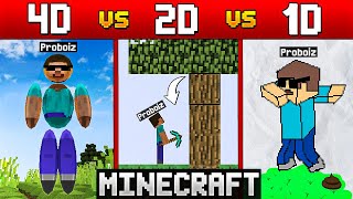Playing Minecraft in 4D, 3D, 2D and 1D...