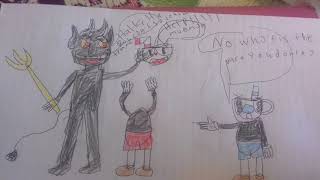 Mugman Saves cuphead from devil.