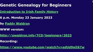 Genetic Genealogy for Beginners