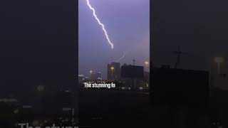 Moment lightning hits Burj Khalifa amid stormy UAE weather