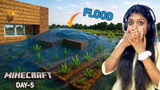 MINECRAFT DAY 5 - Wheat Farming Turned Into Mega Flood 🌾😱 !!