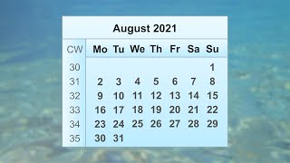 August 2021 Calendar