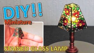 DIY/Miniature stained glass lamp for dollhouse(actually works!!)ミニチュアランプの作り方