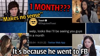 Everyone’s Reaction to Disguisedtoast getting banned for 1 MONTH (Valkyrae, Poki…)