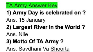 TA Army Answer Key Out | Congratulations 🎉👏