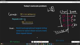 Today's LeetCode Construct String with repeat limit-2182