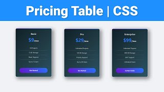 Ultimate Modern Pricing Table Design | Gradient Animations & Responsive UI | HTML/CSS Tutorial #css