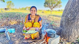 शेतात चुलीवर बनवली स्वादिष्ट डाळ गोबी ची भाजी || ranatil bhaji