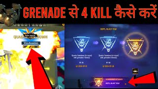 Grenade Se 4 Kill Kaise Kare Free Fire | Quadra Takedown Mission Free Fire | VG ARMY