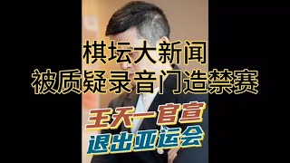 棋坛大新闻  王天一官宣退出亚运会 被质疑录音门遭禁赛