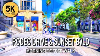 【5k】Beverly Hills and Sunset Boulevard Los Angeles Morning Coffee Walk  | Lofi Music Morning Walk