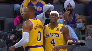 Rajon Rondo just hit Russell Westbrook in the face with a fastball 🤭