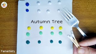 Easy Autumn Tree Landscape Painting | Acrylic Painting Step by Step for beginners