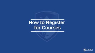 Course Registration Walk Through