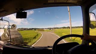 大型トラックで 狭い道 農道を走ってみた   narrow street truck driving