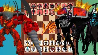 Skibidi Toilet Tournament | Team Upgraded Drill Titan vs Team Cursed TV Boss on chess board