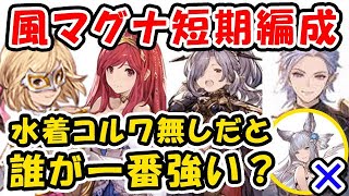 【グラブル】風マグナ 短期編成 水着コルワ無しだと誰が一番強いの？（ティアマグ）（レスラー）（通常軸）「グランブルーファンタジー」