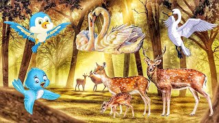 Serenity of nature: Relaxing animal sounds for peace of mind.  Swans, Deers, Birds