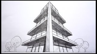 Drawing in 3 Point Perspective| Look up view| Timelapse