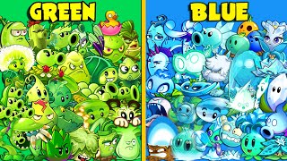 All Plants GREEN vs BLUE - Who Will Win? - PvZ 2 Team Plant vs Team Plant