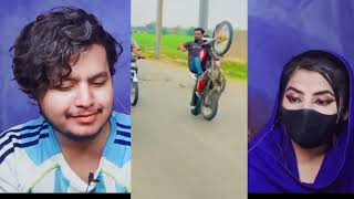 Siblings Reaction On PAKISTAN bike wheeling video🔥 // stunt on bike 💪 || bike stunt public reaction