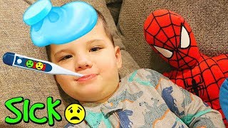 Caleb is Sick! Sick Day Morning Routine For Kids!