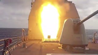 Group of Six US Navy AEGIS Vessels Fire SM-2 Surface to Air Missiles During Exercise