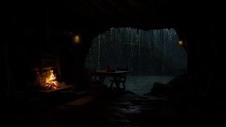 El Espacio De La Cueva Es Acogedor Con Lluvia En El Bosque Por La Noche Para Dormir Bien Y Relajarse