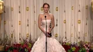 Jennifer Lawrence Oscars 2013 backstage conference: Jennifer on tripping up and falling over