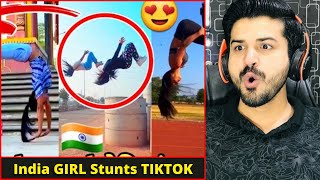 Pakistani React on Indian Girl Flip Stunt TIK TOK | Viral Stunts Videos Girls Power Reaction Vlogger