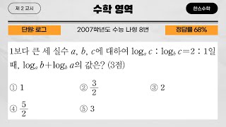 2007학년도 수능 나형 8번(고등학교 수학 기출문제 풀이영상)