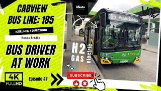 SOLARIS HYDROGEN MPK POZNAŃ LINIA AUTOBUSOWA 185 KIERUNEK RONDO ŚRÓDKA CABVIEW BUS DRIVER AT WORK