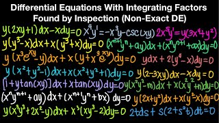 Differential Equations With Integrating Factors Found By Inspection (Non-Exact DE) Part 2