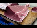 巨大黑鮪魚切割秀,終極A5和牛美味金三角生魚片,自家魚船餐桌直送Amazing Giant bluefin tuna cutting Master , Sashimi-台灣街頭美食