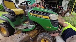 How to level the deck of John Deere D130 ride on mower