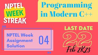 PROGRAMMING IN MODERN C++ | NPTEL week 4 assignment answers | Jan 2023