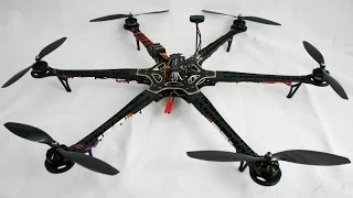 RC Timer 800 Hexacopter, APM Ardupilot with GPS, Flight Mode Test on windy day.