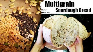 How to Make Multigrain Sourdough Bread | Multiseed Sourdough Bread | Multi Grain Sandwich Bread