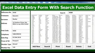 How to Create Excel VBA Data Entry Form With Search Function using Userform - Part 1 of 2